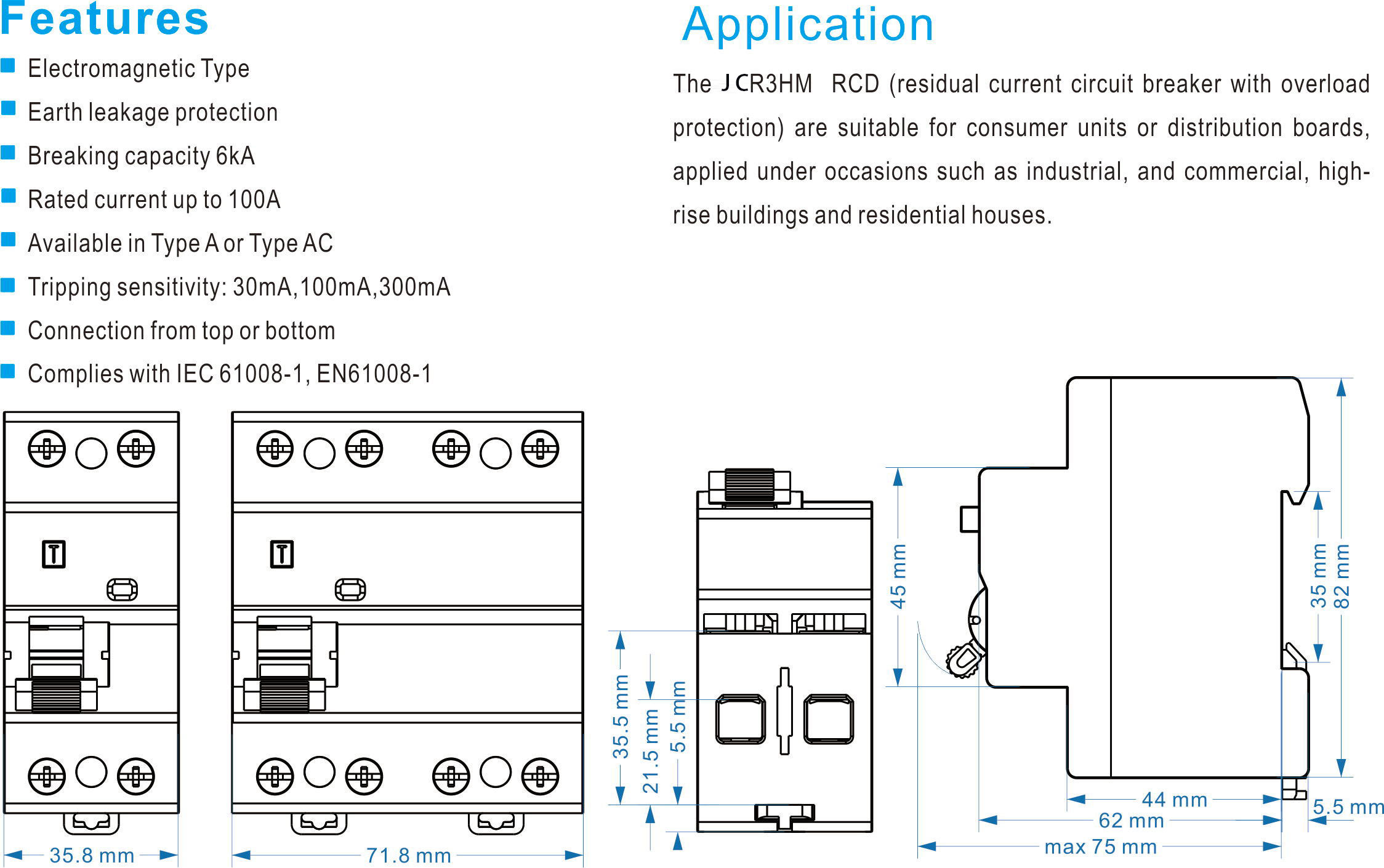 JCR3HM-2P-4P-Residual-current-device